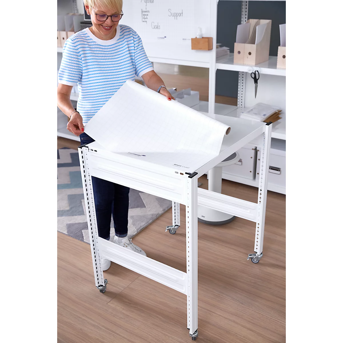 Table créative mobile ORDO Professional – acier - table de base - surface d'écriture amovible – l. 810 x P 635 x H 825 mm - blanc trafic RAL 9016
