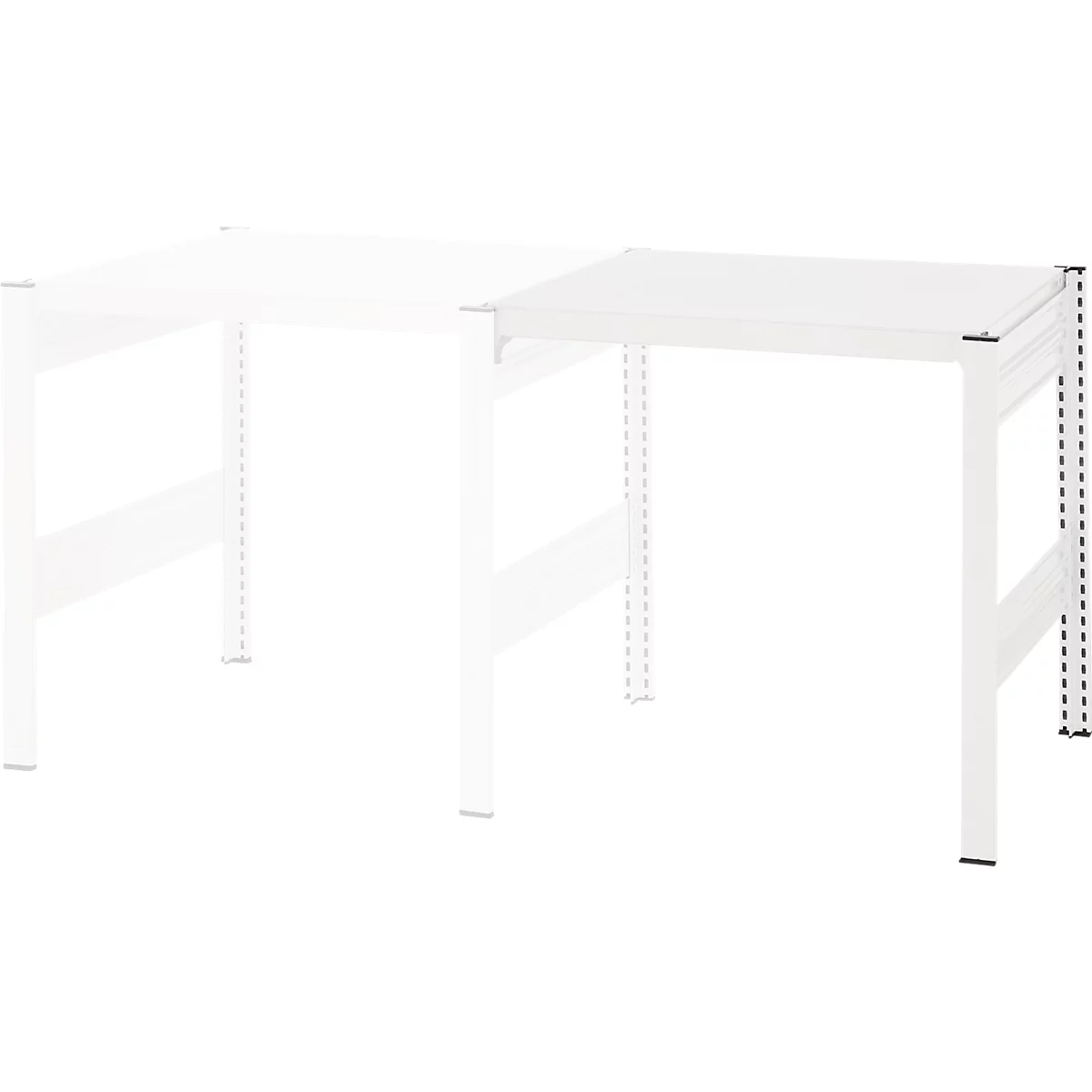 Table créative ORDO Professional, table d'extension, multifonctionnelle, surface d'écriture amovible, mobile, L 760 x P 635 x H 825 mm, acier, blanc trafic RAL 9016