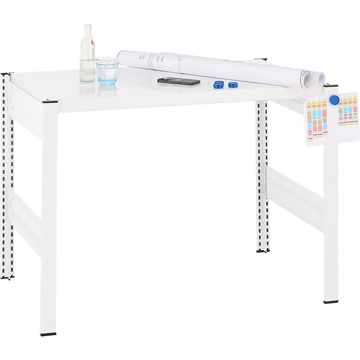 Table créative ORDO Professional, table de base, multifonctionnelle, surface d'écriture amovible, mobile, L 1060 x P 635 x H 825 mm, acier, blanc trafic RAL 9016