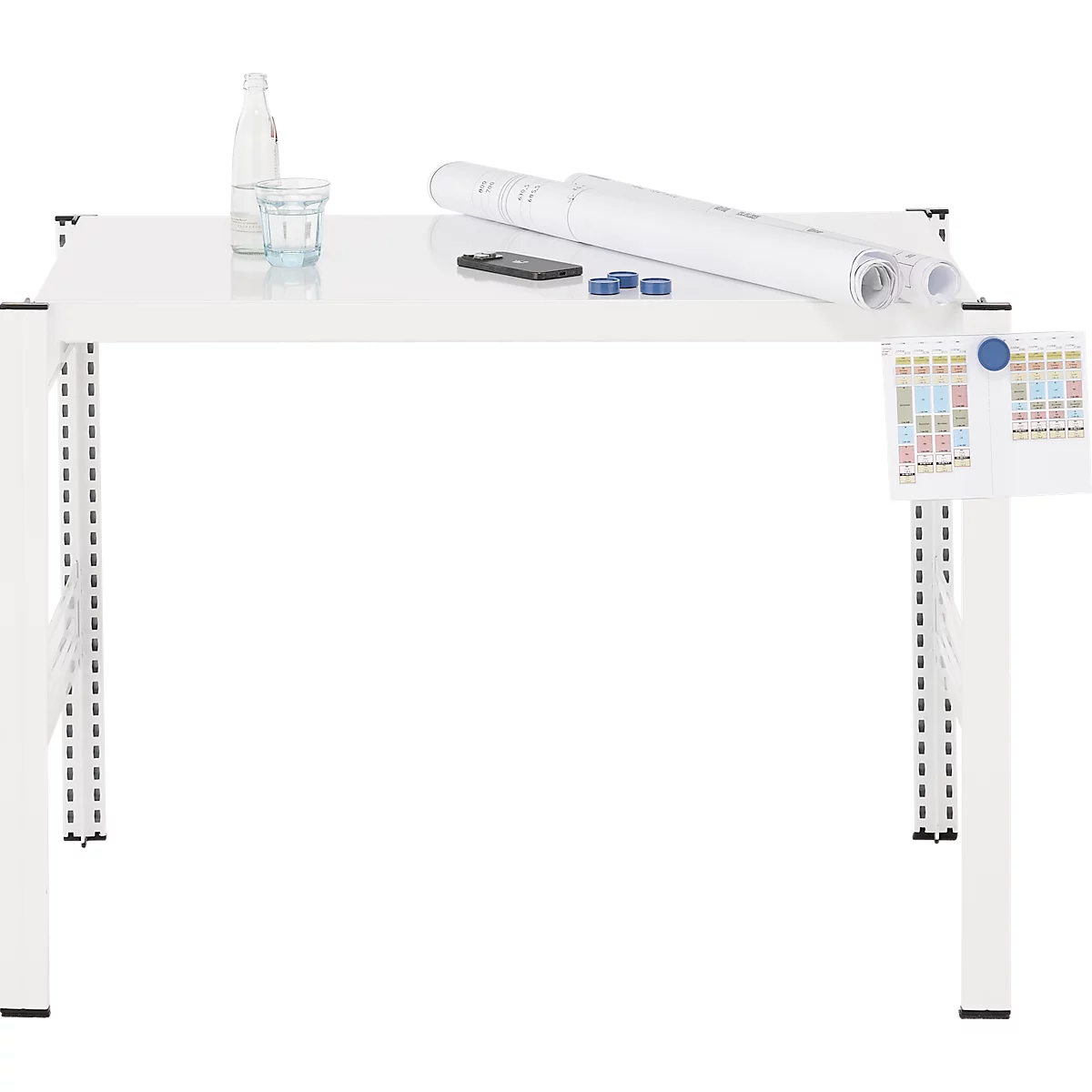 Table créative ORDO Professional, table de base, multifonctionnelle, surface d'écriture amovible, mobile, L 1060 x P 635 x H 825 mm, acier, blanc trafic RAL 9016