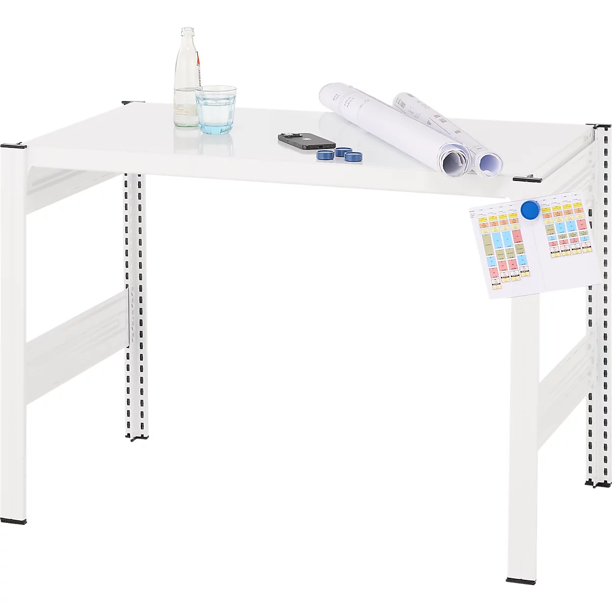 Table créative ORDO Professional, table de base, multifonctionnelle, surface d'écriture amovible, mobile, L 1060 x P 635 x H 825 mm, acier, blanc trafic RAL 9016