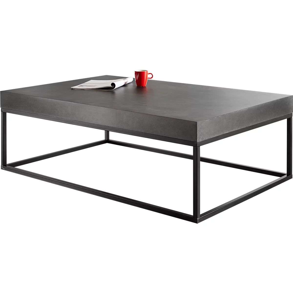 Table d'appoint en béton, 1200 x 750 x 380 mm, noir