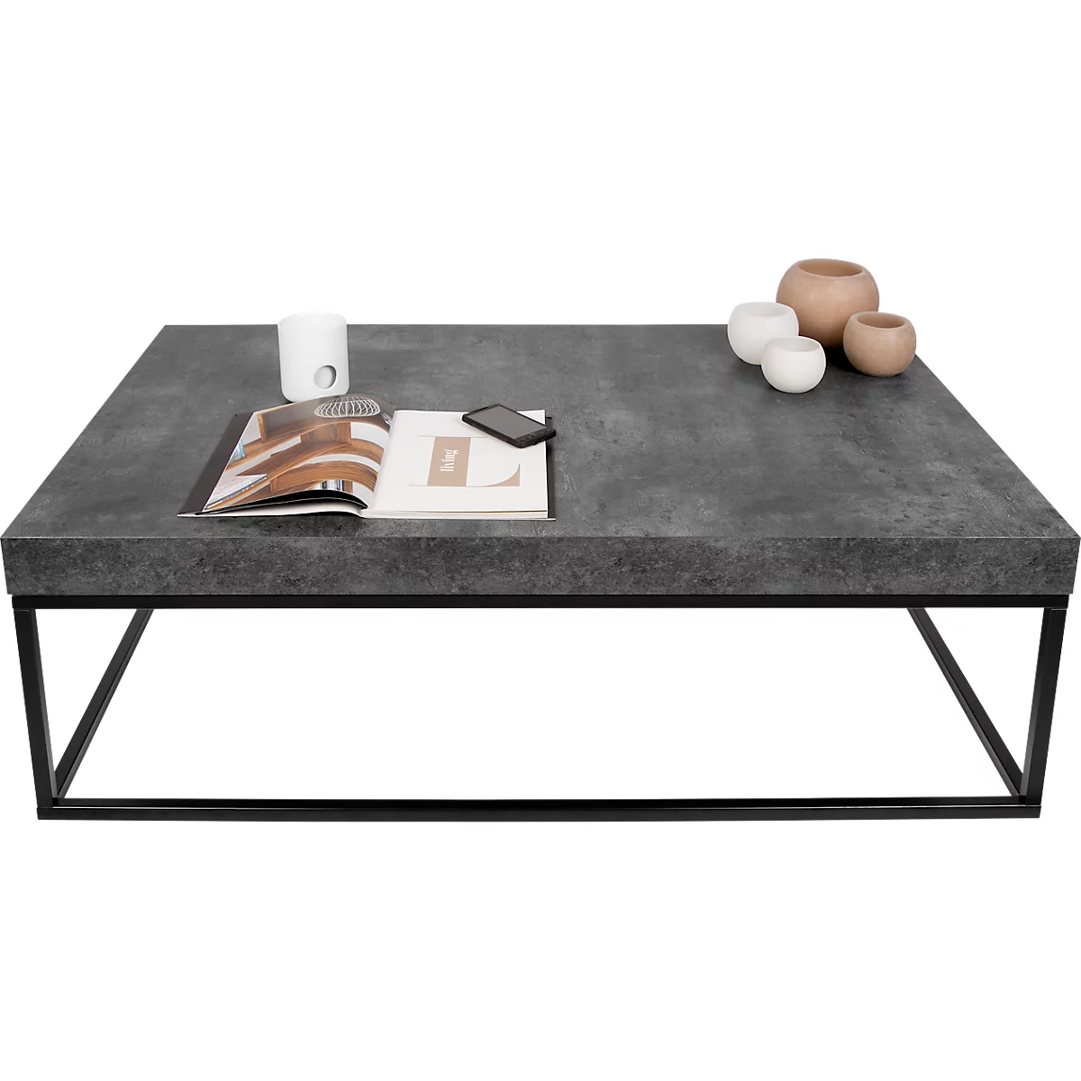 Table d'appoint en béton, 1200 x 750 x 380 mm, noir
