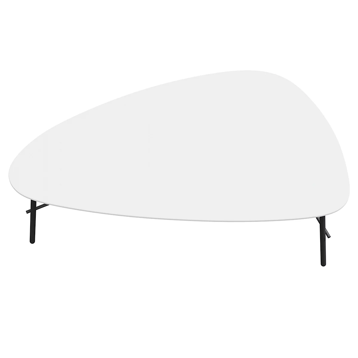 Table d'appoint Paperflow Lazy, forme trapézoïdale, MDF plaqué, cadre en acier, L 930 x P 500 x H 400 mm, blanc/noir