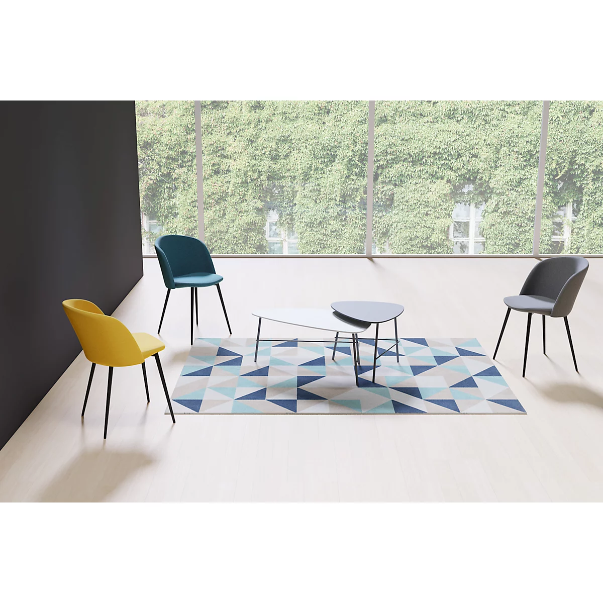 Table d'appoint Paperflow Lazy, forme trapézoïdale, MDF plaqué, cadre en acier, L 930 x P 500 x H 400 mm, noir/noir