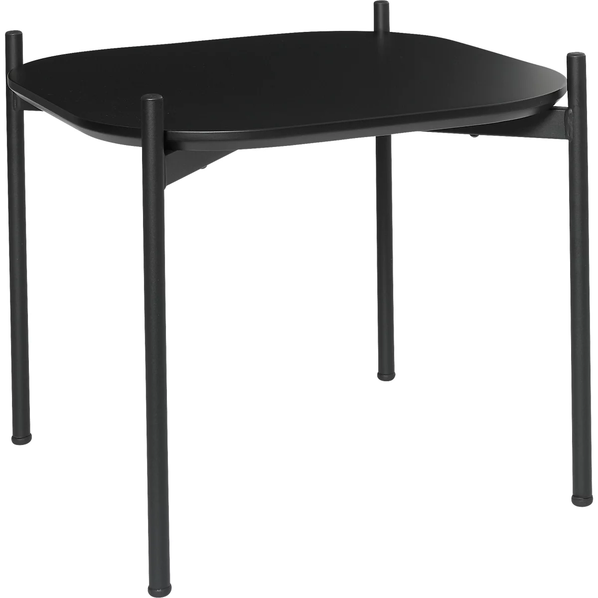 Table d'appoint Paperflow Meet, carrée, MDF plaqué, cadre en acier, L 500 x P 500 x H 400 mm, noir/noir