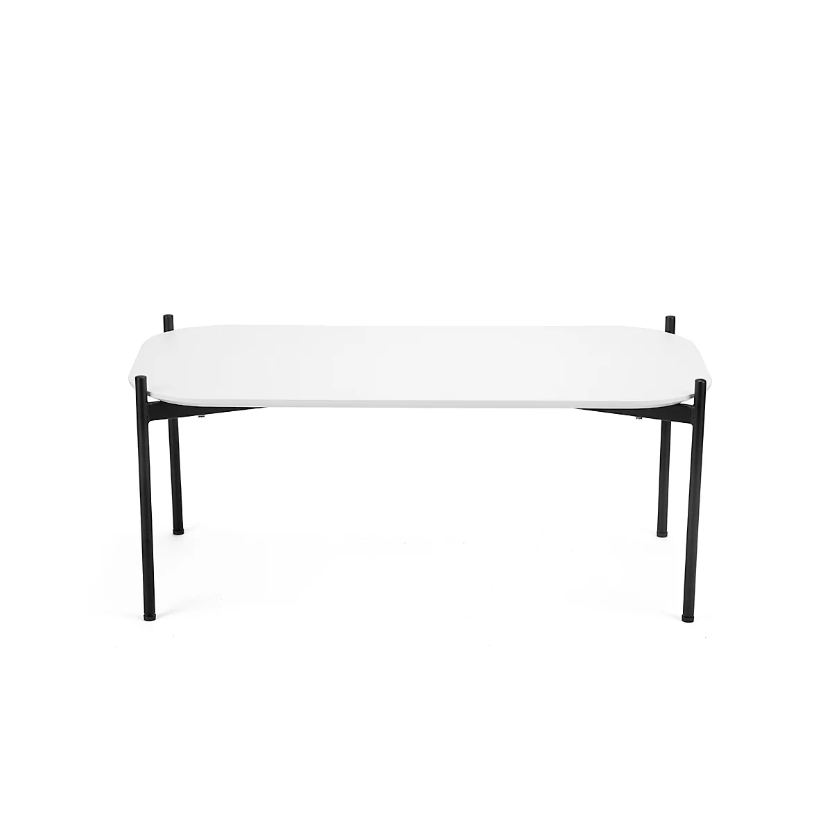 Table d'appoint Paperflow Meet, rectangle, MDF plaqué, cadre en acier, L 1000 x P 500 x H 400 mm, blanc/noir