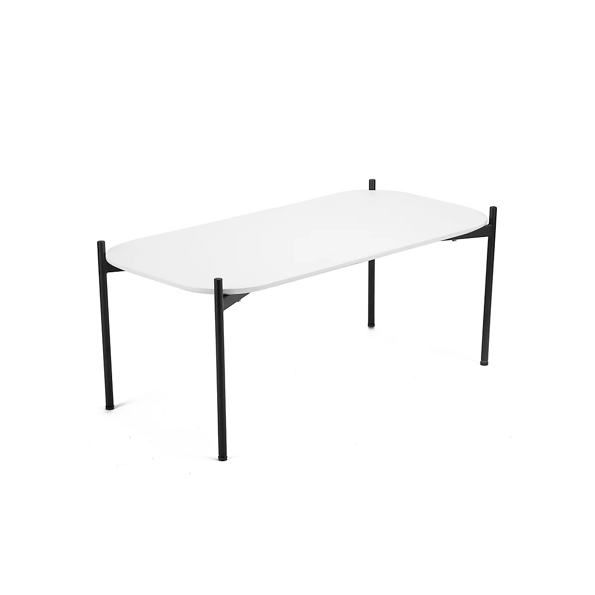 Table d'appoint Paperflow Meet, rectangle, MDF plaqué, cadre en acier, L 1000 x P 500 x H 400 mm, blanc/noir