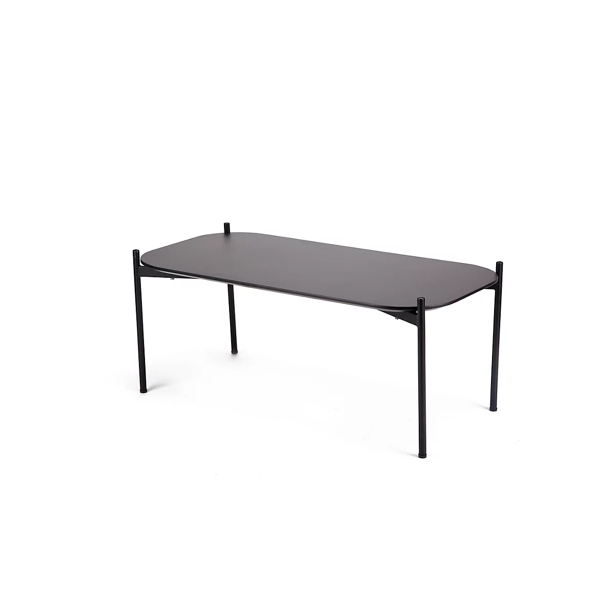 Table d'appoint Paperflow Meet, rectangle, MDF plaqué, cadre en acier, L 750 x P 500 x H 400 mm, noir/noir