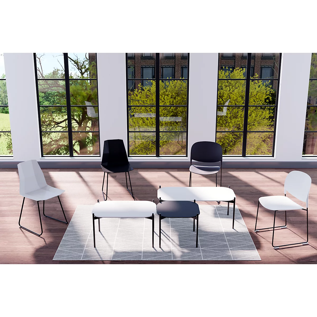 Table d'appoint Paperflow Meet, rectangle, MDF plaqué, cadre en acier, L 750 x P 500 x H 400 mm, noir/noir