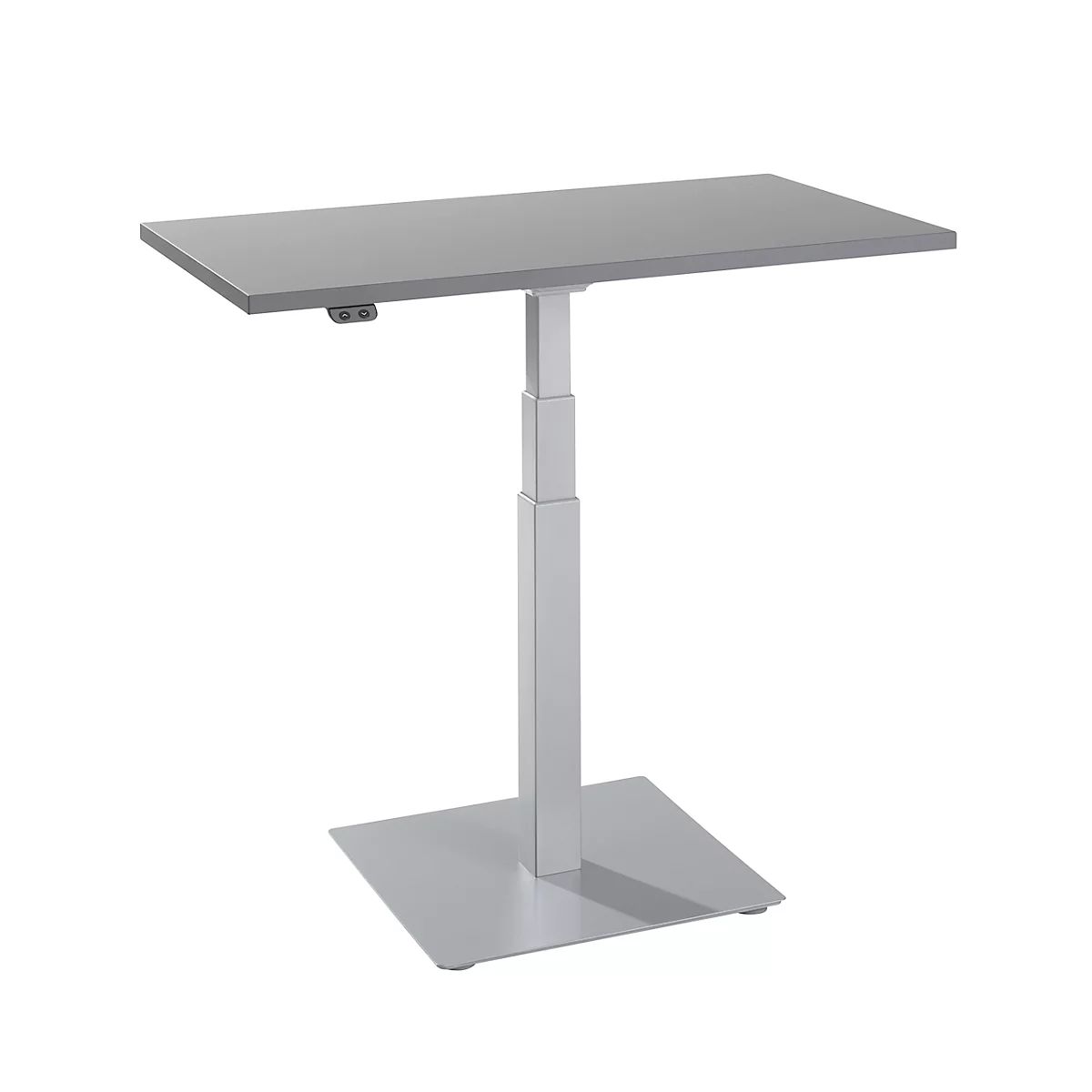 Table d'appoint Start Off, réglage électrique de la hauteur, rectangle, pied colonne, L 1000 x P 600 x H 635-1285 mm, graphite/aluminium blanc