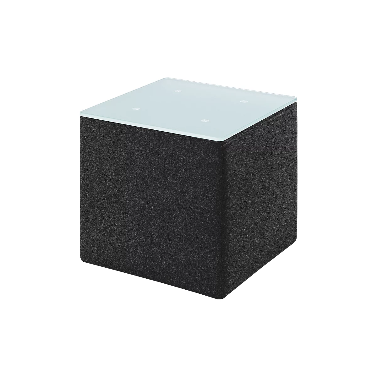 Table d'appoint Wall In, L 410 x P 410 mm, plateau en verre au lait ESG, avec patins au sol, anthracite