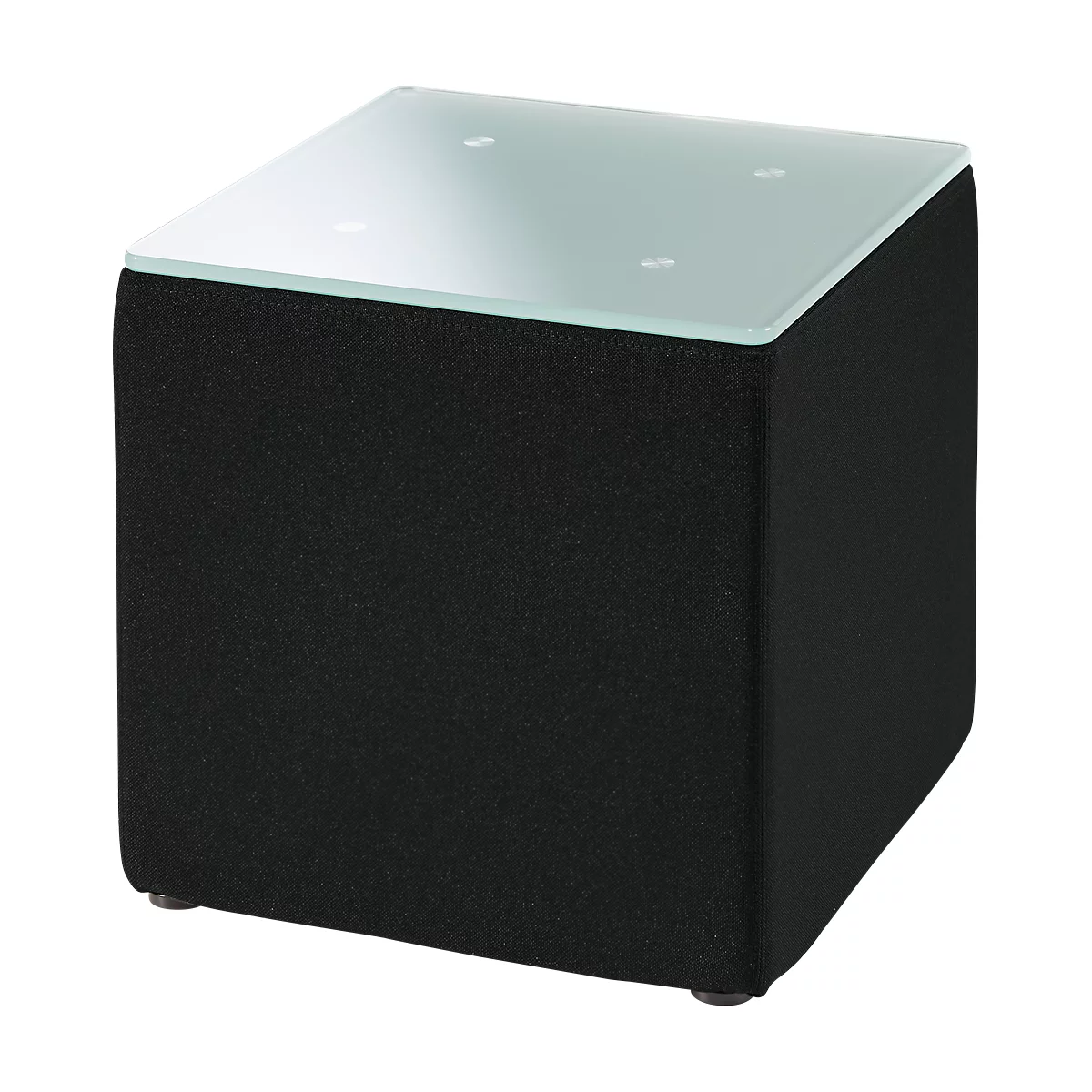 Table d'appoint Wall In, L 410 x P 410 mm, plateau en verre au lait ESG, avec patins au sol, noir
