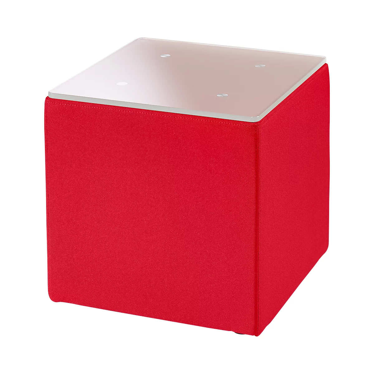 Table d'appoint Wall In, L 410 x P 410 mm, plateau en verre au lait ESG, avec patins au sol, rouge