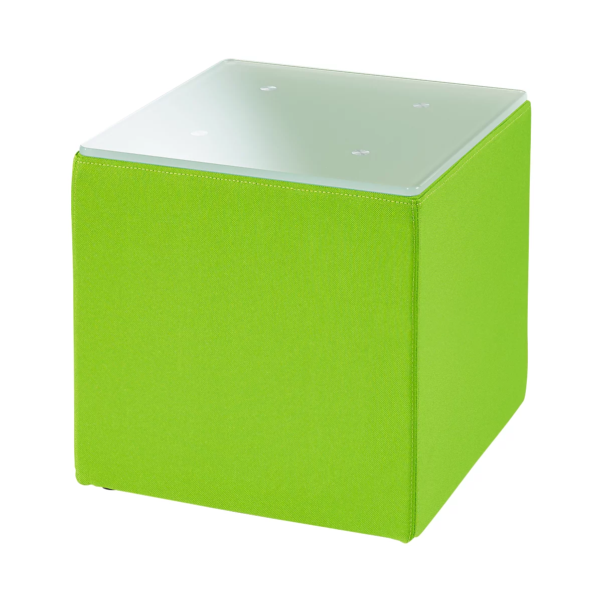 Table d'appoint Wall In, L 410 x P 410 mm, plateau en verre au lait ESG, avec patins au sol, vert