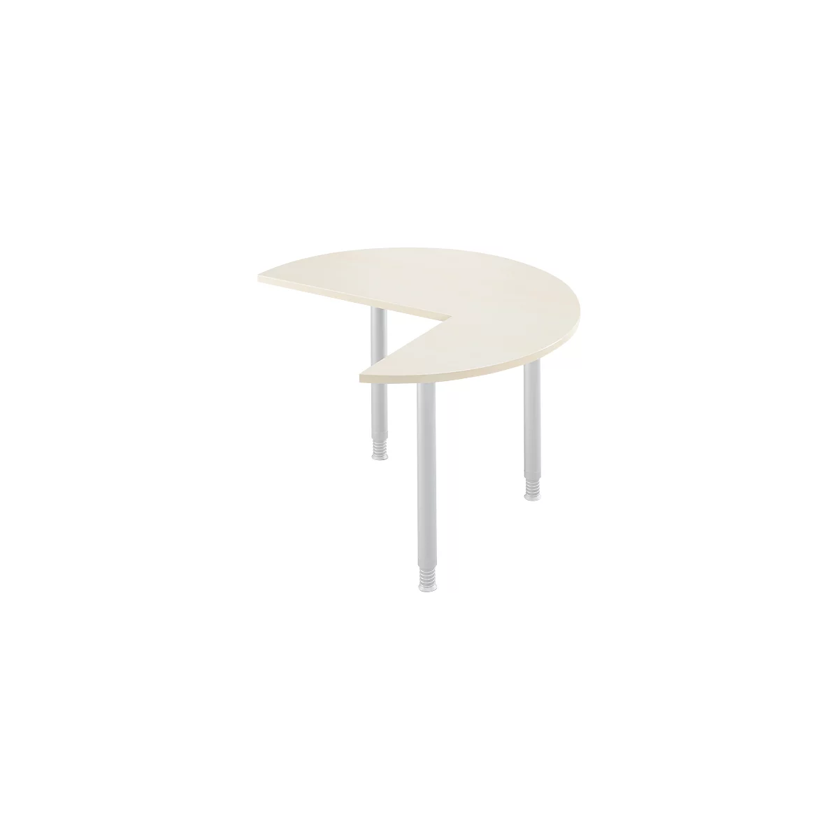Table d'extension, 3/4 de cercle, Ø 1200 mm, extension droite/gauche, érable/alu blanc