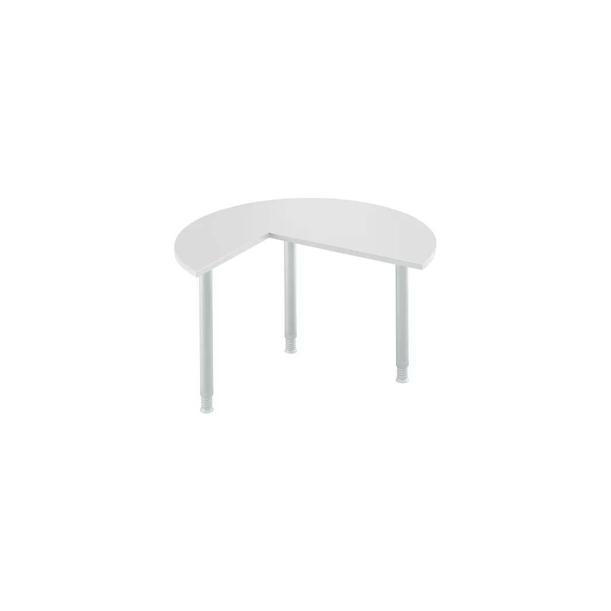 Table d'extension, 3/4 de cercle, Ø 1200 mm, extension droite/gauche, gris clair/alu blanc