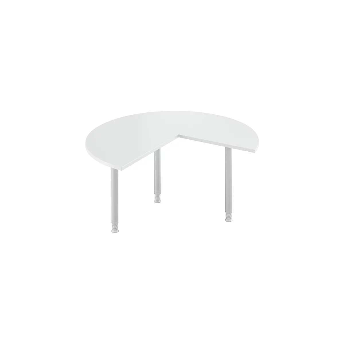 Table d'extension, 3/4 de cercle, Ø 1400 mm, extension droite/gauche, gris clair/alu blanc
