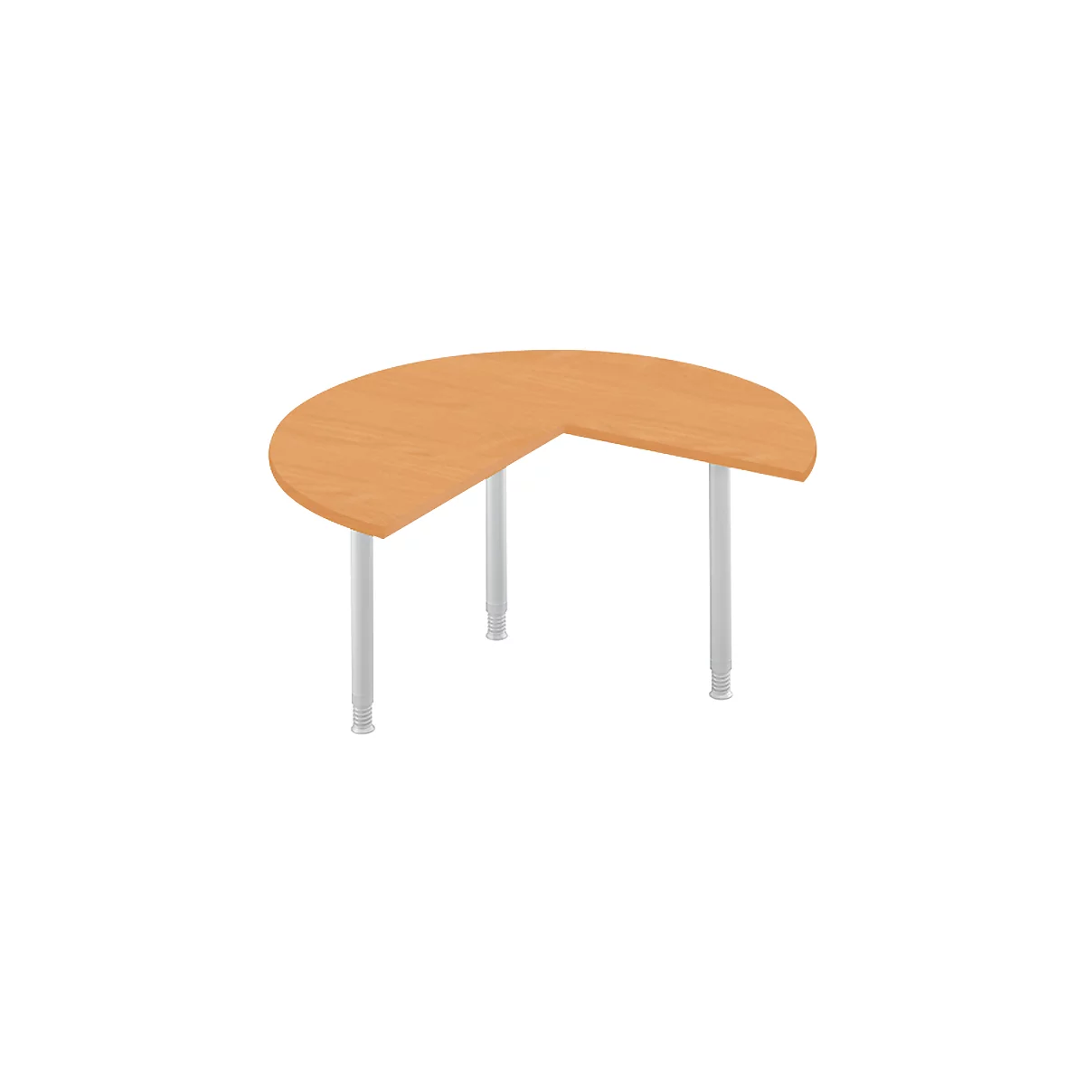 Table d'extension, 3/4 de cercle, Ø 1400 mm, extension droite/gauche, hêtre/alu blanc