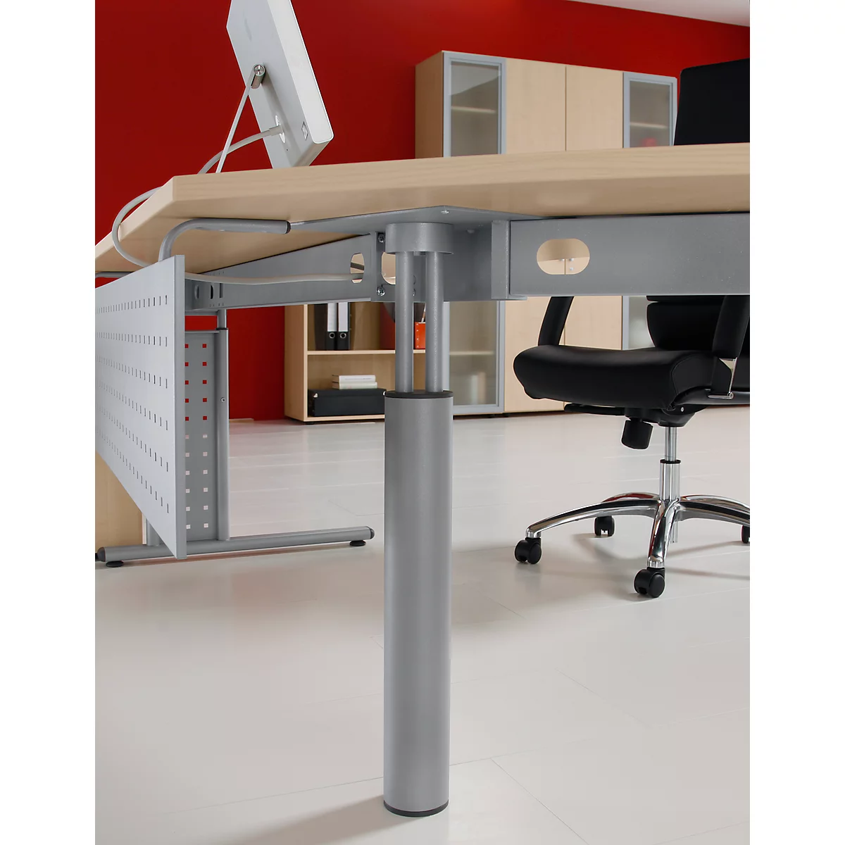 Table d'extension ALICANTE, 2 pieds-support, l. 1200 x P 1047 mm, avec 2 pieds-support, hauteur ajustable, coloris érable