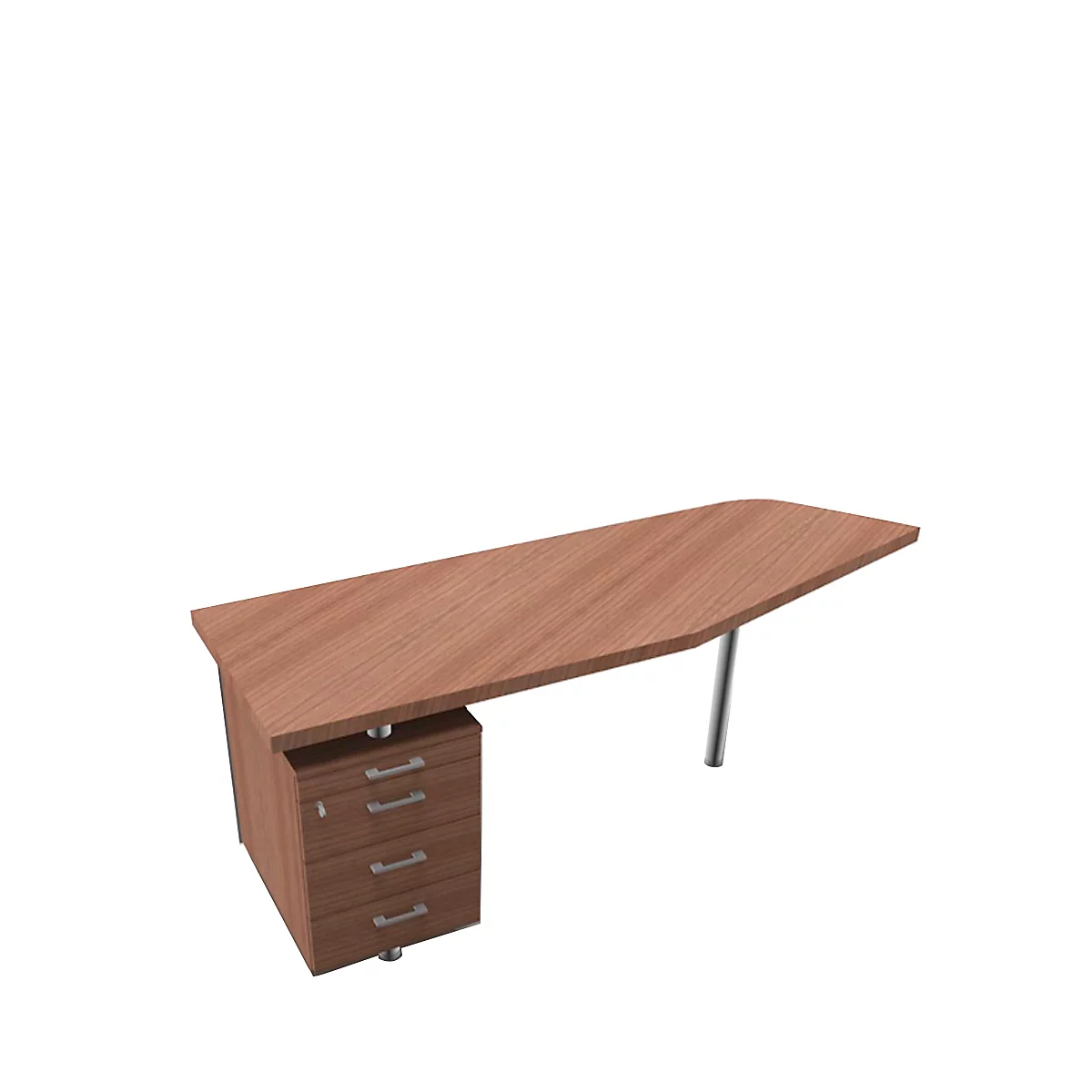 Table d'extension avec caissons X-TIME-WORK, asymétrique, l. 1900/1000 x P 600 x H 740 mm, à gauche, coloris noix Canaletto/blanc