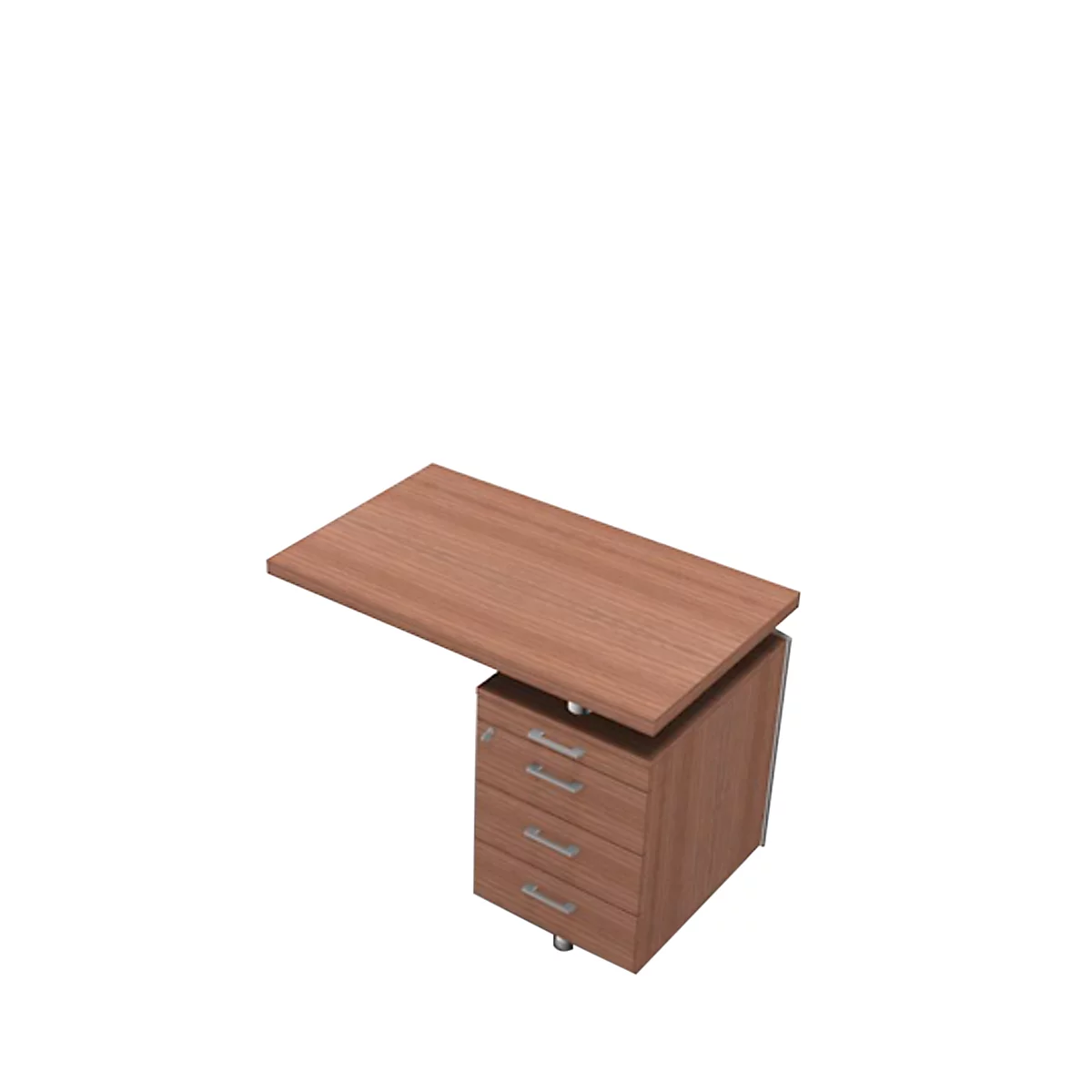 Table d'extension avec caissons X-TIME-WORK, panneaux, rectangulaire, l. 1000 x P 600 x H 730 mm, coloris noix Canaletto/blanc