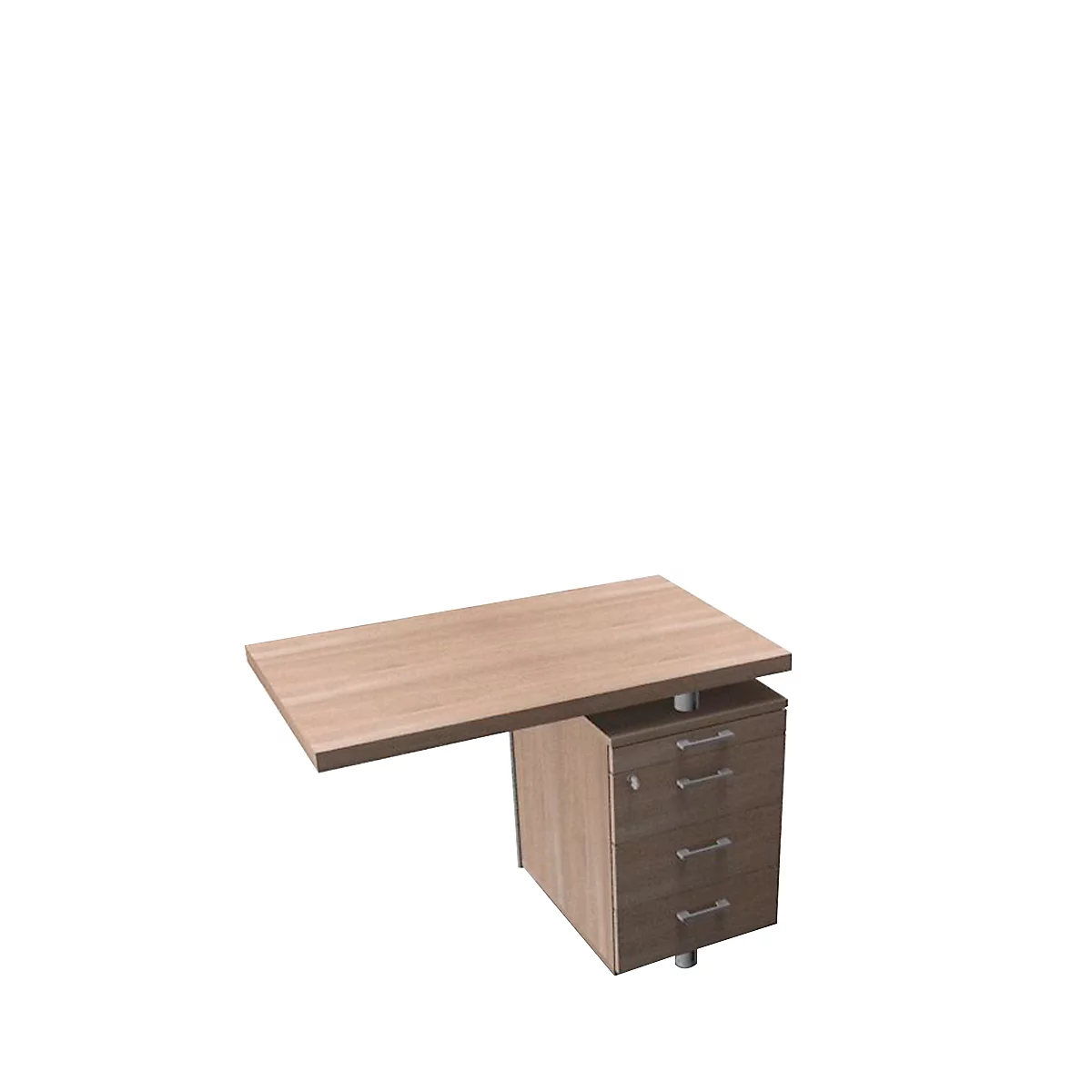 Table d'extension avec caissons X-TIME-WORK, panneaux, rectangulaire, l. 1000 x P 600 x H 730 mm, orme/alu