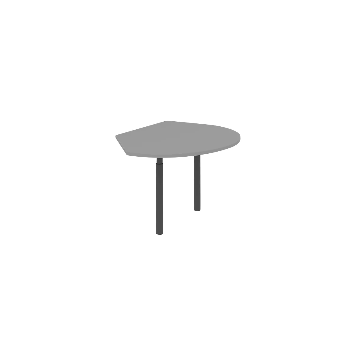 Table d'extension BARI droite, 2 pieds-support, forme A, forme arrondie, l. 1050 x P 1260 x H 680-820 mm, gris moyen
