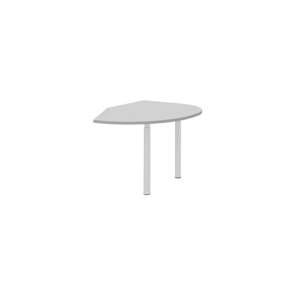 Table d'extension BARI droite, 2 pieds-support, forme B, forme arrondie, l. 1050 x P 1260 x H 680-820 mm, gris clair
