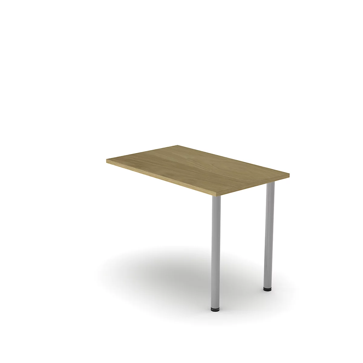 Table d'extension NEVADA, rectangulaire, L 1000 x P 600 x H 720 mm, tube rond, chêne/argent alu