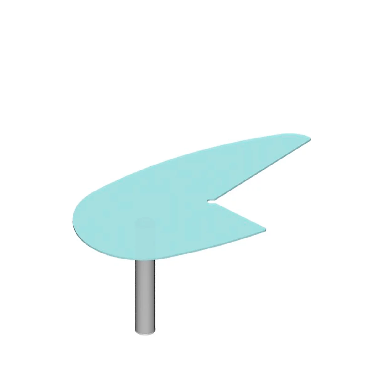 Table d'extension X-TIME-WORK, avec arrondi, 960 x 1850 x 740 mm, à droite, verre/alu
