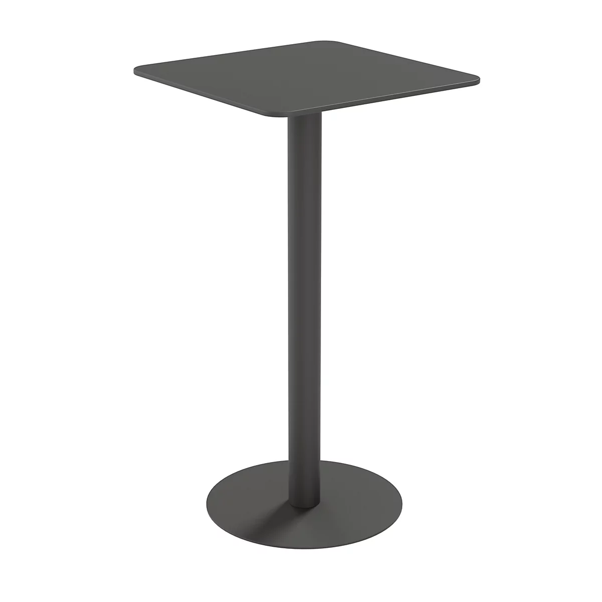 Table d'extérieur Paperflow Cross, carrée, pied en forme d'assiette, L 600 x P 600 x H 1100 mm, noir/noir mat