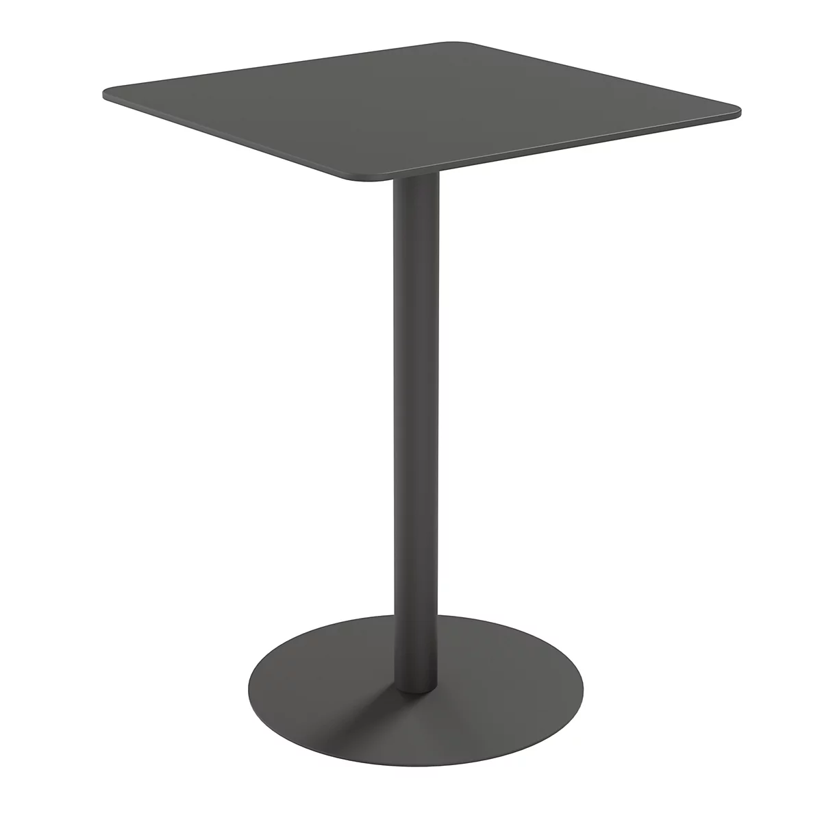 Table d'extérieur Paperflow Cross, carrée, pied en forme d'assiette, L 800 x P 800 x H 1100 mm, noir/noir mat