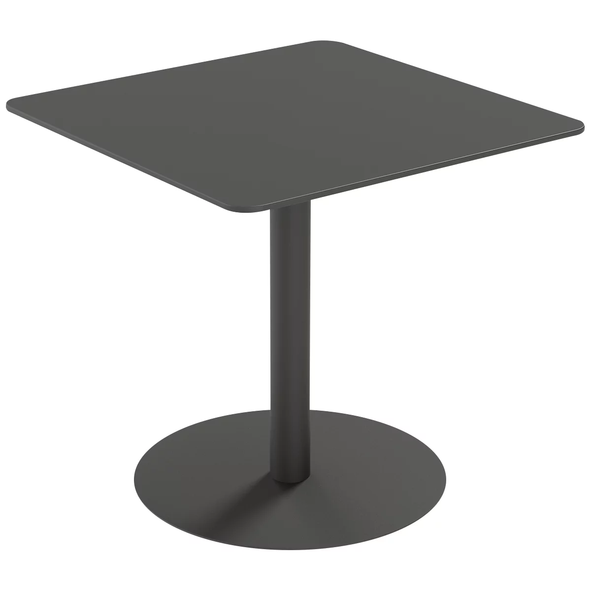 Table d'extérieur Paperflow Cross, carrée, pied en forme d'assiette, L 800 x P 800 x H 750 mm, gris/noir mat