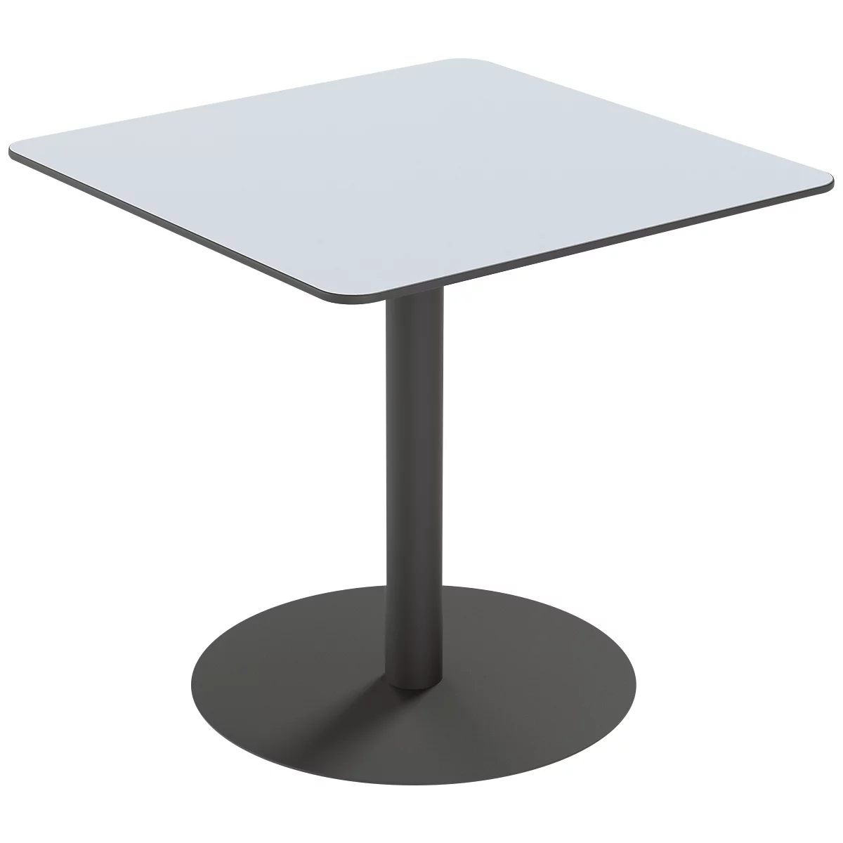 Table d'extérieur Paperflow Cross, carrée, pied en forme d'assiette, L 800 x P 800 x H 750 mm, gris/noir mat
