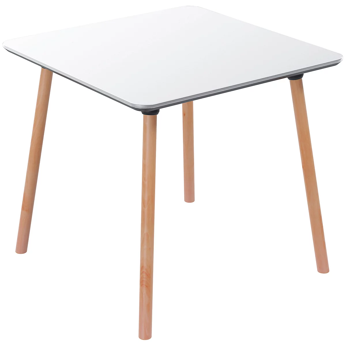 Table de bistrot Palomba, carrée, piétement 4 pieds en bois massif, L 800 x P 800 x H 750 mm, blanc/hêtre