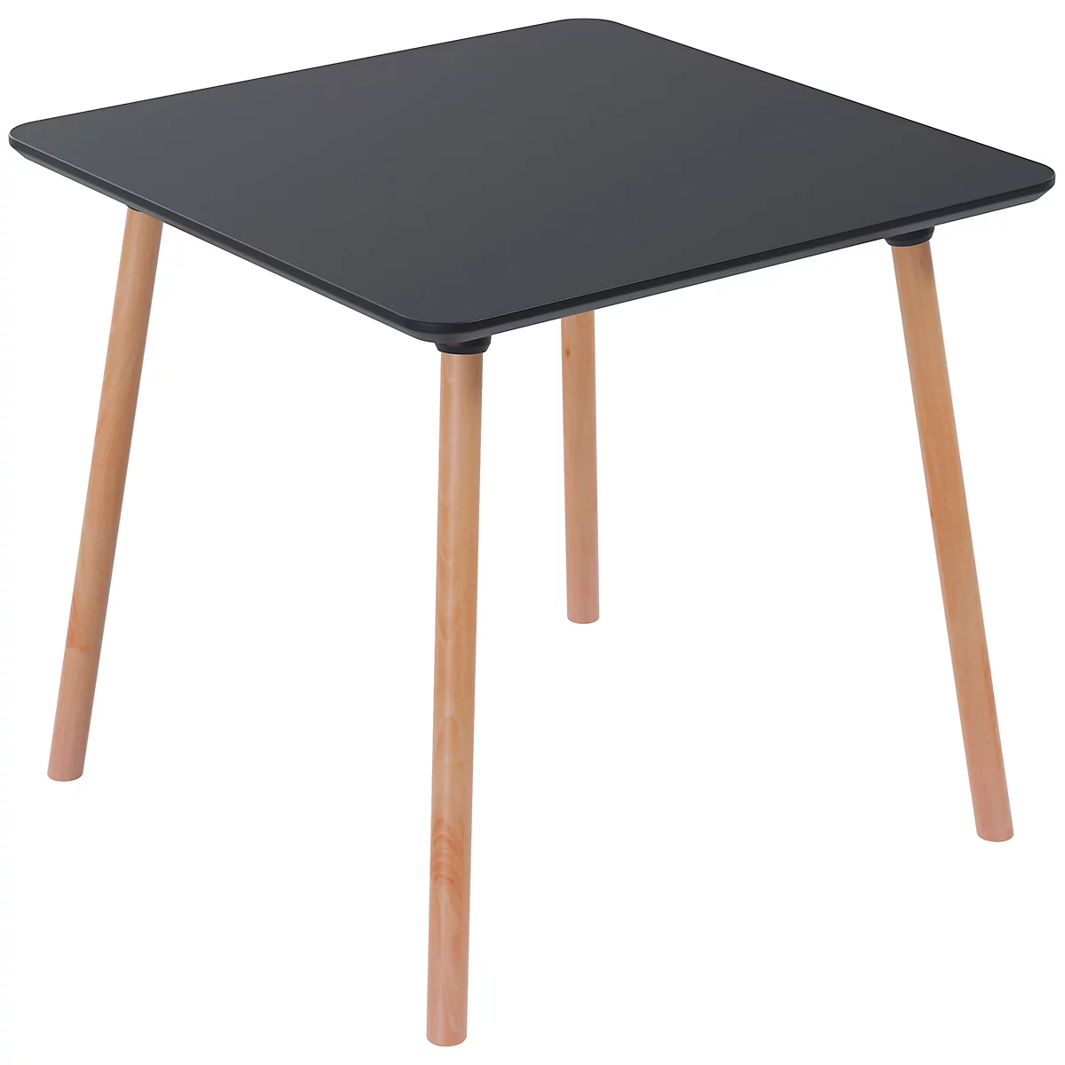 Table de bistrot Palomba, carrée, piétement 4 pieds en bois massif, L 800 x P 800 x H 750 mm, noir/hêtre