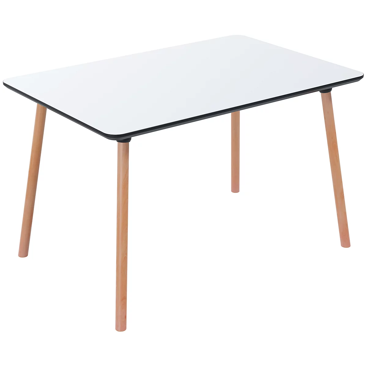 Table de bistrot Palomba, rectangulaire, piétement 4 pieds en bois massif, L 1200 x P 800 x H 750 mm, blanc/hêtre
