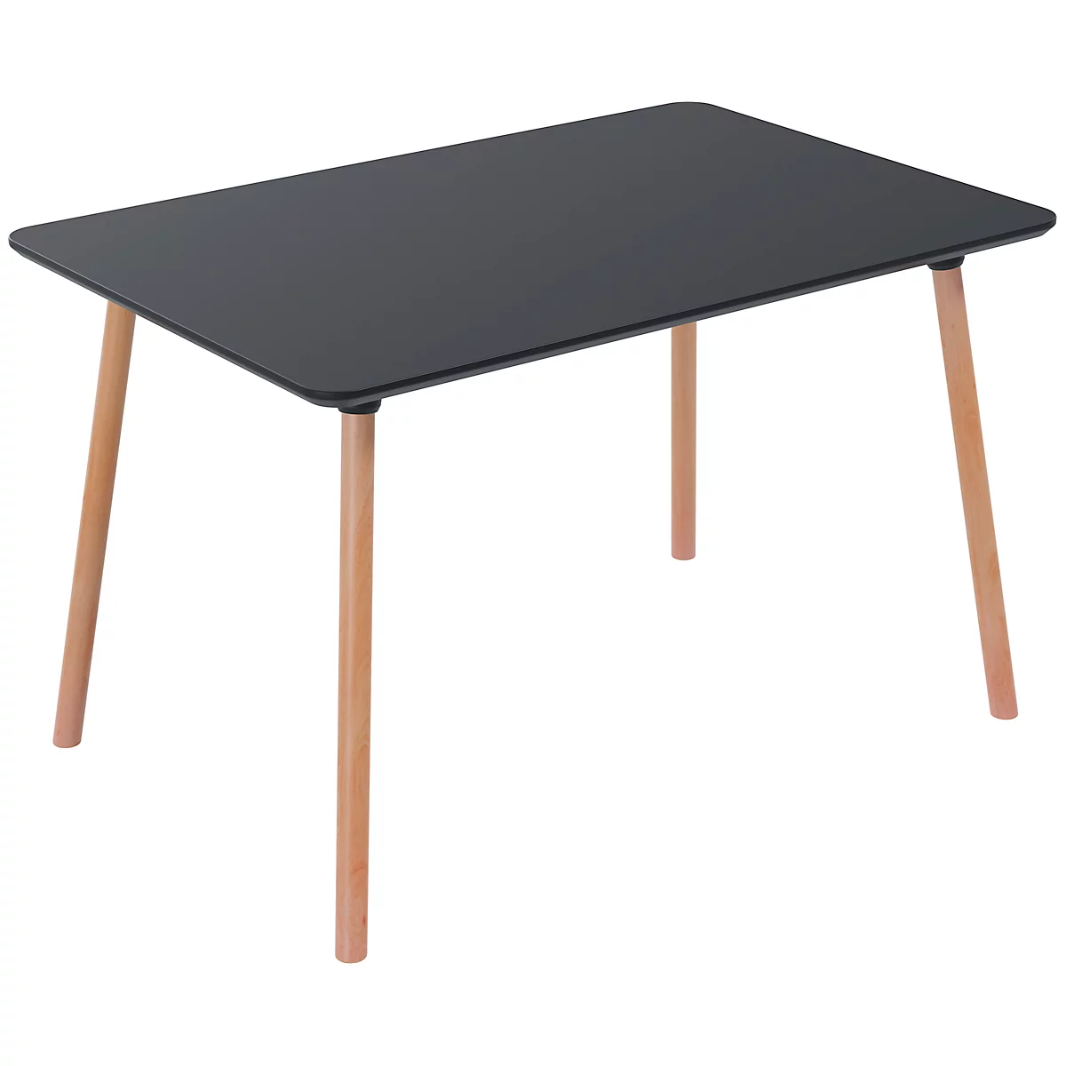 Table de bistrot Palomba, rectangulaire, piétement 4 pieds en bois massif, L 1200 x P 800 x H 750 mm, noir/hêtre