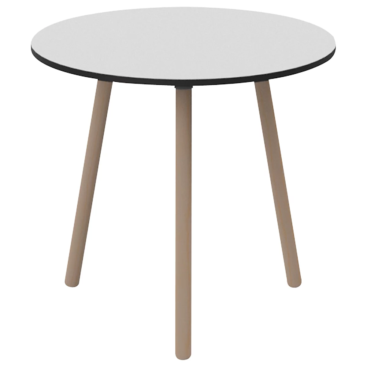 Table de bistrot Palomba, ronde, piétement 3 pieds en bois massif, Ø 800 x H 750 mm, blanc/hêtre