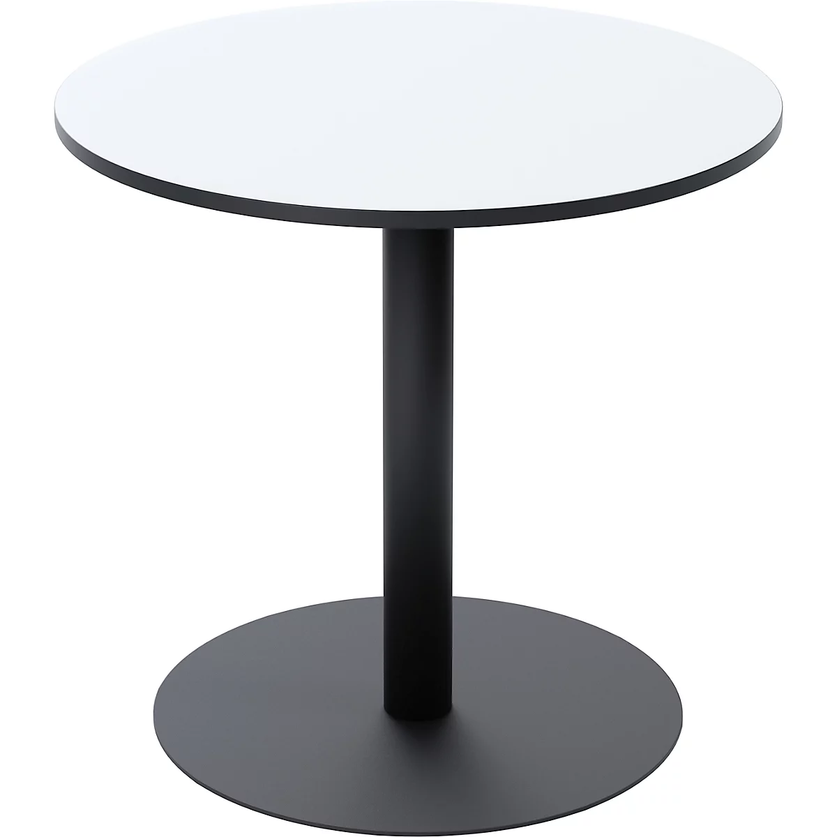Table de bistrot Paperflow Mezzo, plateau MDF mélaminé, piètement acier, rond Ø 800 x H 750 mm, blanc/noir mat