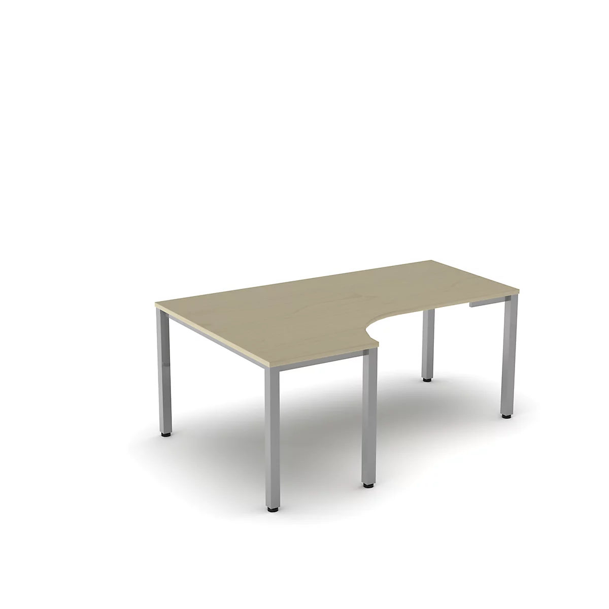 Table de forme libre NEVADA, L 1800 x P 1200/800 x H 740 mm, carrée, décor érable/argent alu