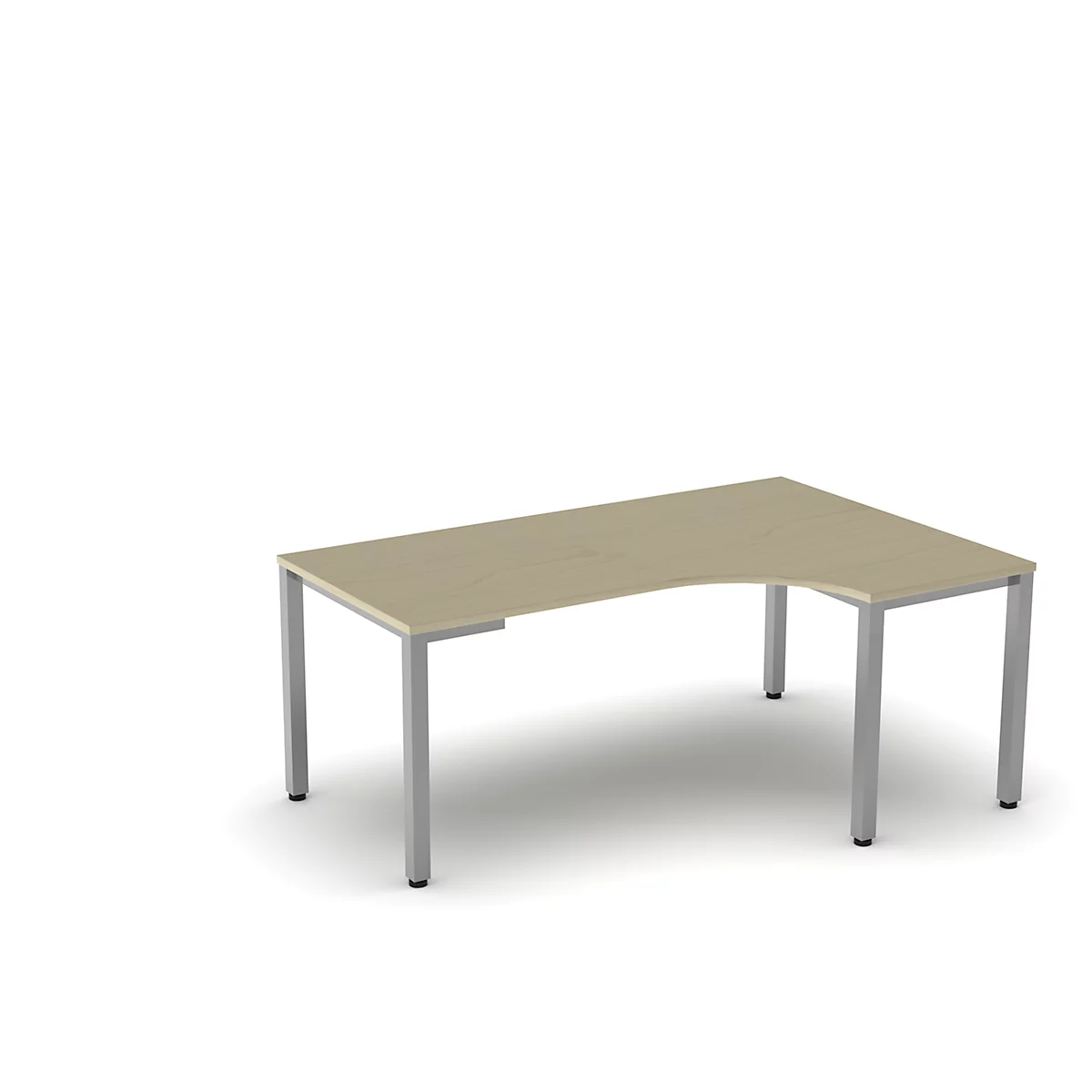 Table de forme libre NEVADA, L 1800 x P 1200/800 x H 740 mm,carrée, décor érable/argent alu