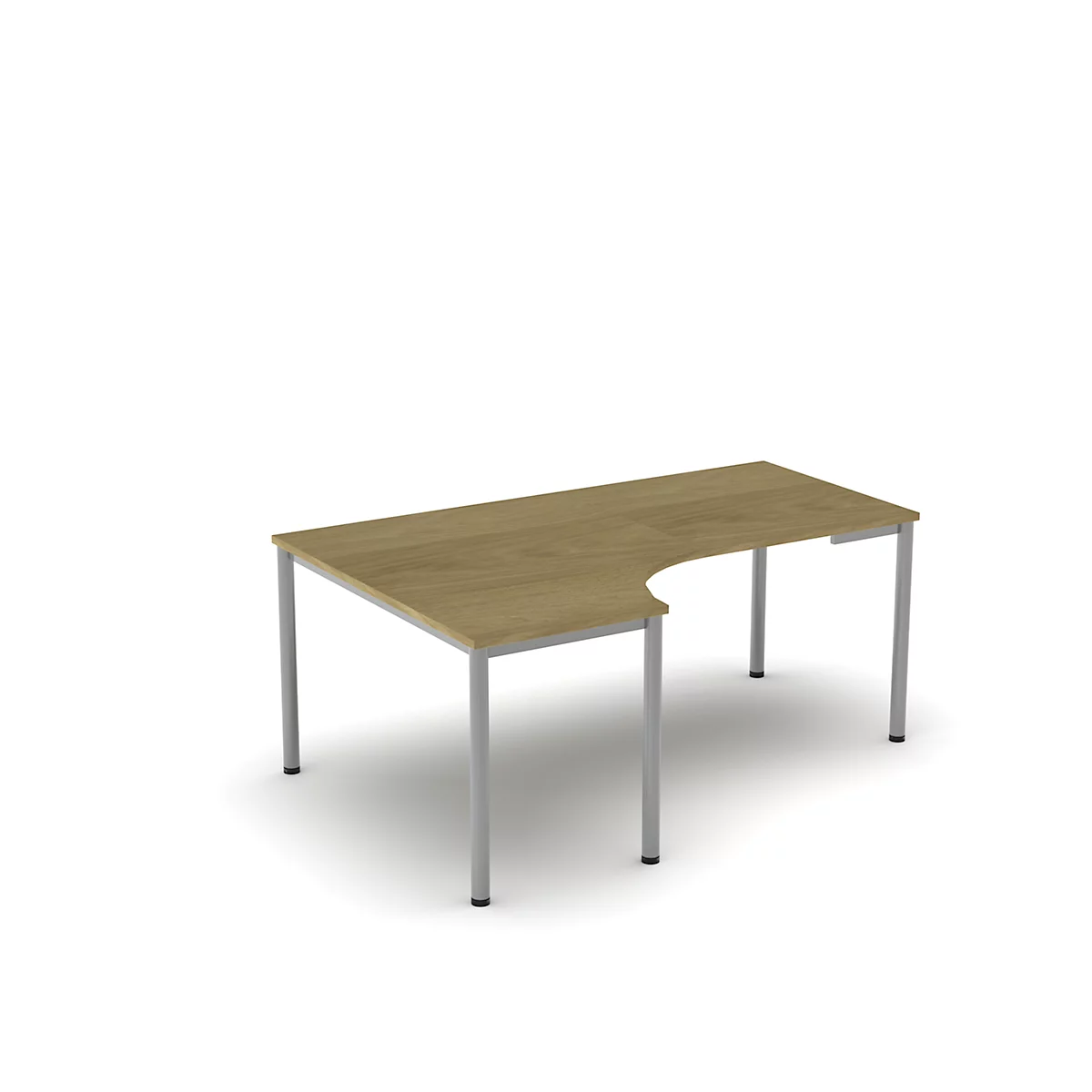 Table de forme libre NEVADA, L 1800 x P 1200/800 x H 740 mm, ronde, décor chêne/aluminium