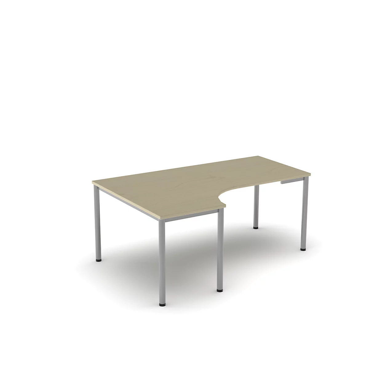 Table de forme libre NEVADA, L 1800 x P 1200/800 x H 740 mm, ronde, décor érable/argent alu