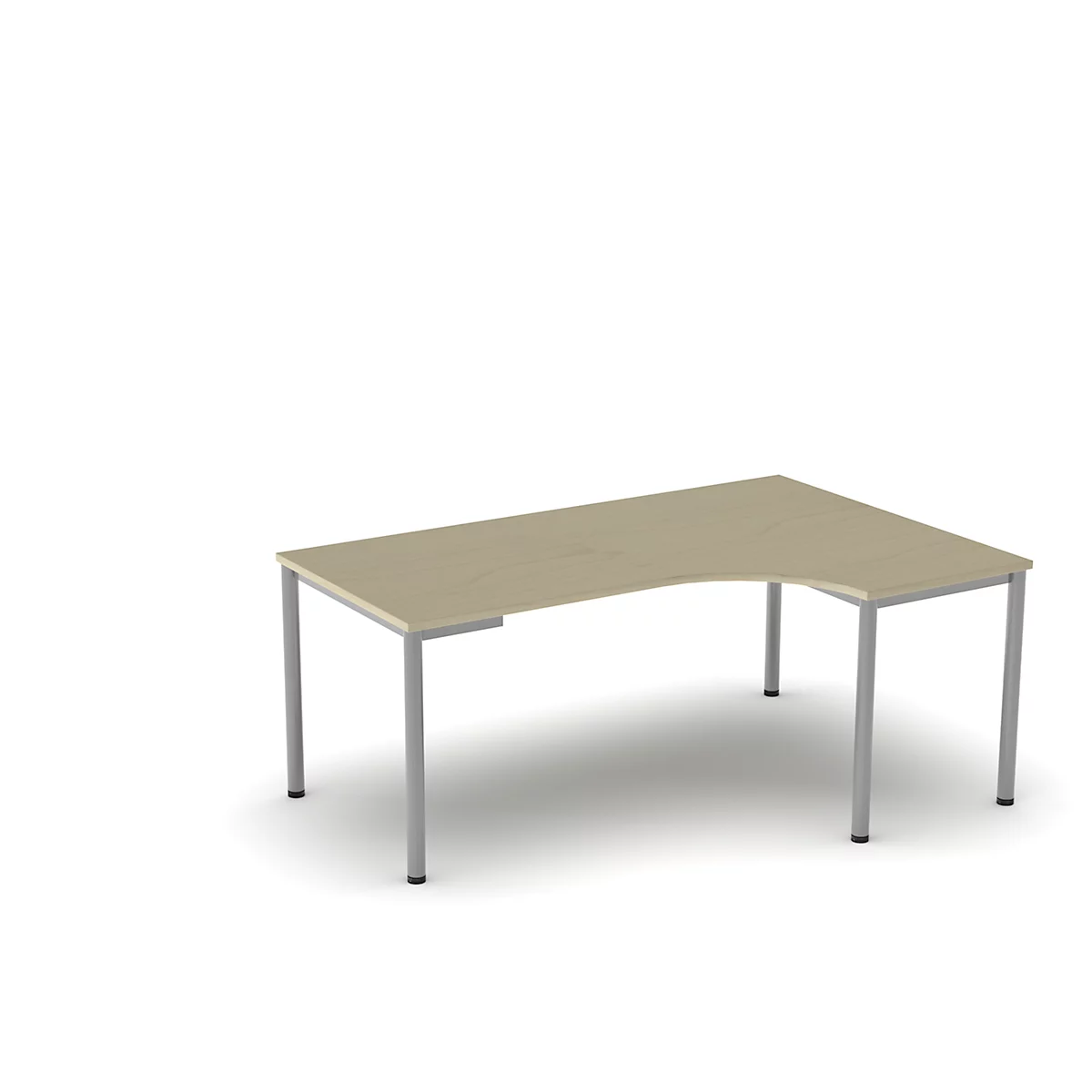 Table de forme libre NEVADA, L 1800 x P 1200/800 x H 740 mm, ronde, décor érable/argent alu