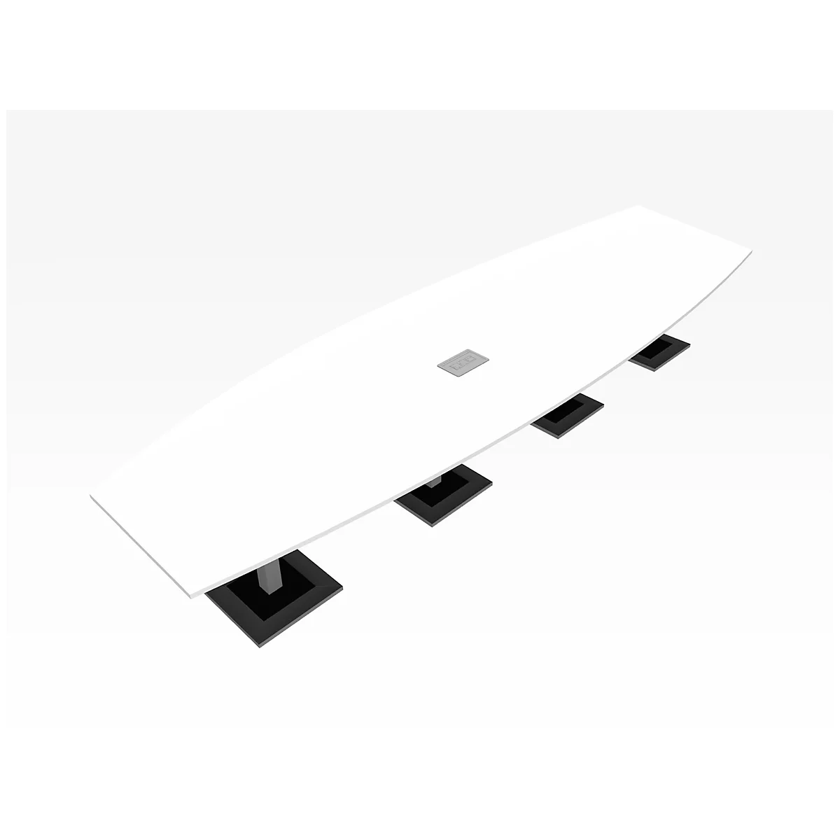 Table de réunion Quandos 4 segments, avec 2 Netbox, l. 4500 x P 1000 mm, blanc