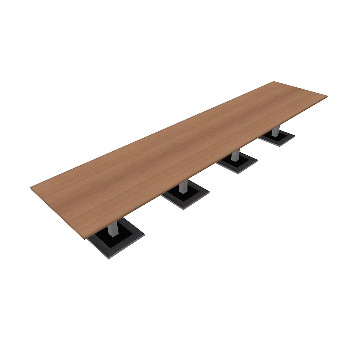 Table de réunion Quandos 4 segments, l. 4500 x P 1000 mm, cerisier Romana