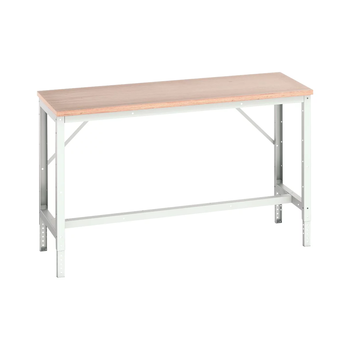 Table de travail Bott verso, jusqu'à 600 kg, L 1500 x H 930 x P 600 mm, hêtre multiplex, acier, gris