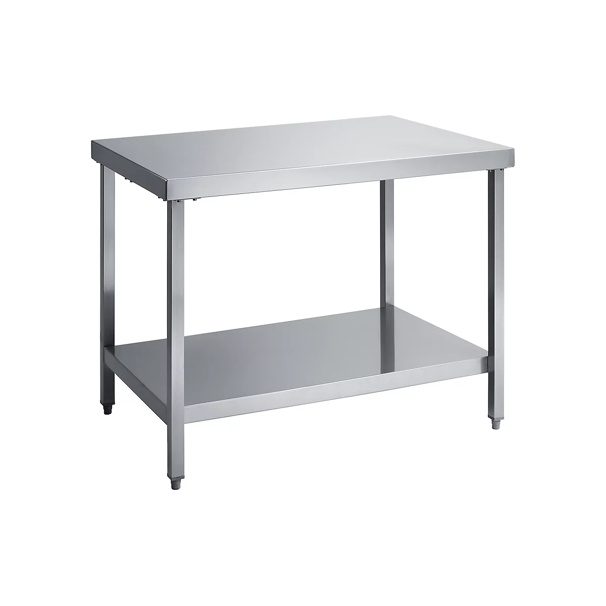 Table de travail en inox, L 1400 x l. 700 x H 850 mm, avec étagère basse